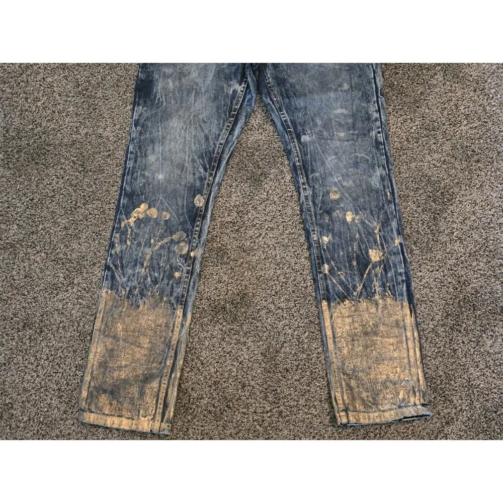 Heritage America 1776 Denim Distillery Men Jeans Gold Paint Splatter 34x33